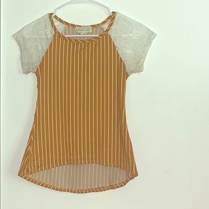 Glitter girl orange and lace striped shirt